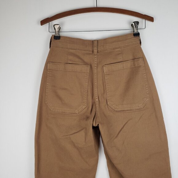 Everlane Utility Barrel Pant Light Brown Twill Organic Cotton High Rise Size 00 - Picture 5 of 9